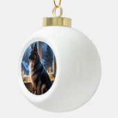 Belgian Shepherd With Christmas Lights Holiday Keramische Bal Ornament (Rechts)