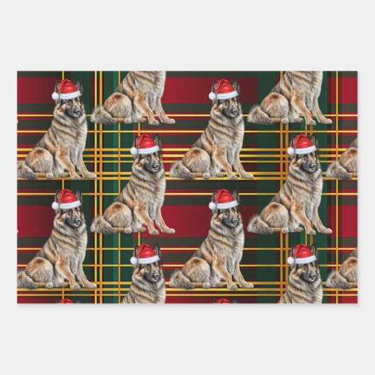 Belgian Tervuren Christmas Dog Holiday Plaid Inpakpapier Vel (Voorkant 3)