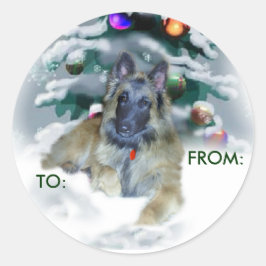 Belgian Tervuren Christmas Gifts, TO:, VAN: Ronde Sticker