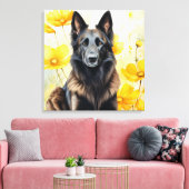 Belgian Tervuren Dog Lover and Poppies Canvas Afdruk (Insitu (Woonkamer))