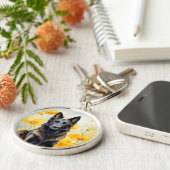 Belgian Tervuren Dog Lover and Poppies Sleutelhanger (Zijkant)