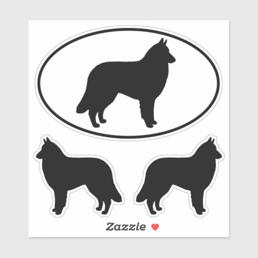 Belgian Tervuren Dog Silhouettes Vinyl Sticker Set (Vel)