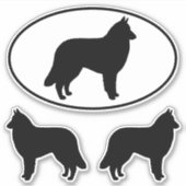 Belgian Tervuren Dog Silhouettes Vinyl Sticker Set (Voorkant)