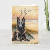 Belgian Tervuren Dog Sunset Beach Moederdag Feestdagen Kaart (Voorkant)