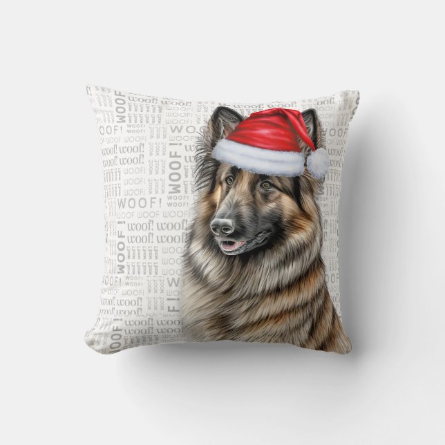 Belgian Tervuren Dog Waterverf Christmas Kussen (Voorkant)