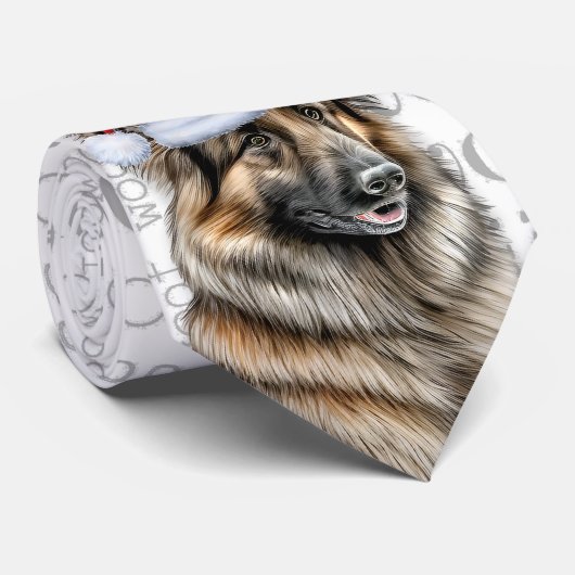 Belgian Tervuren Funny Woof Christmas Hondenliefhe Stropdas (Opgerold)