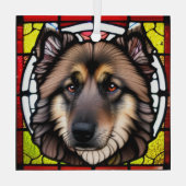 Belgian Tervuren "Glas in lood" Glas Ornament (Achterkant)