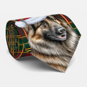 Belgian Tervuren Holiday Plaid Christmas Stropdas (Opgerold)