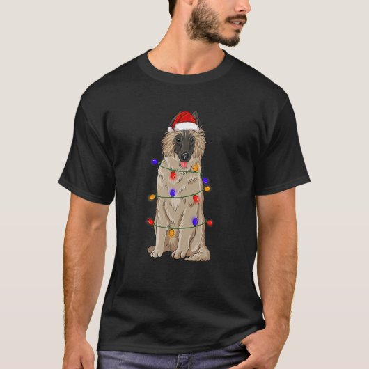 Belgian Tervuren Hondenkerst Dragen Pet Santa L T-shirt (Voorkant)