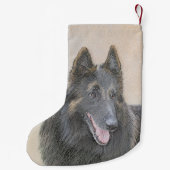 Belgian Tervuren Painting - Cute Original Dog Art Kleine Kerstsok (Achterkant)