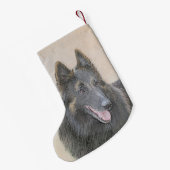 Belgian Tervuren Painting - Cute Original Dog Art Kleine Kerstsok (Achterkant (Hangend))