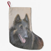 Belgian Tervuren Painting - Cute Original Dog Art Kleine Kerstsok (Voorkant)