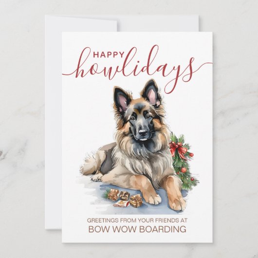 Belgian Tervuren Pet Boarding Christmas Corporate Feestdagenkaart (Voorkant)
