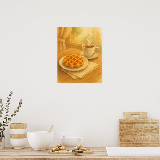 Belgian Waffle & Coffee Poster – Gezellig Café Sce (Keuken)