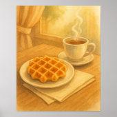 Belgian Waffle & Coffee Poster – Gezellig Café Sce (Voorkant)
