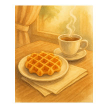 Belgian Waffle & Coffee Poster – Gezellig Café Sce