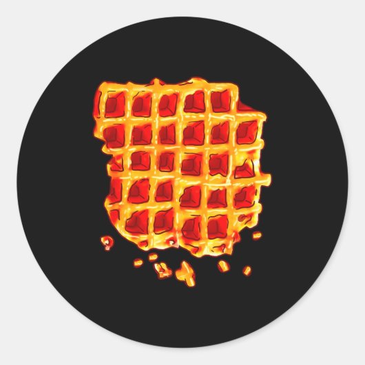 Belgian Waffle Syrup Breakfast Food Snack Waffle L Ronde Sticker (Voorkant)