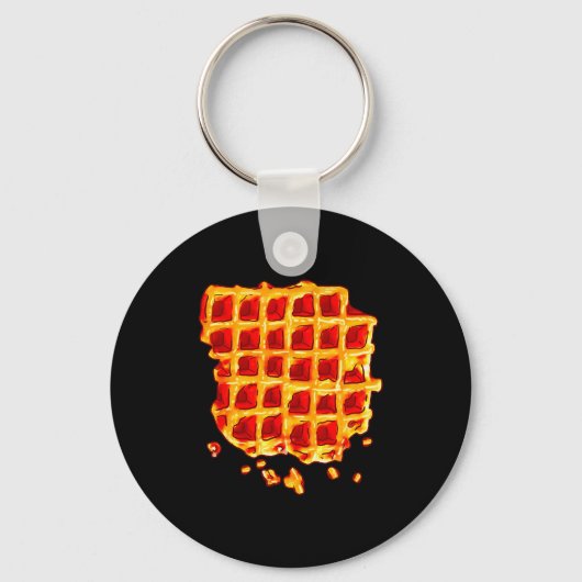 Belgian Waffle Syrup Breakfast Food Snack Waffle L Sleutelhanger (Voorkant)