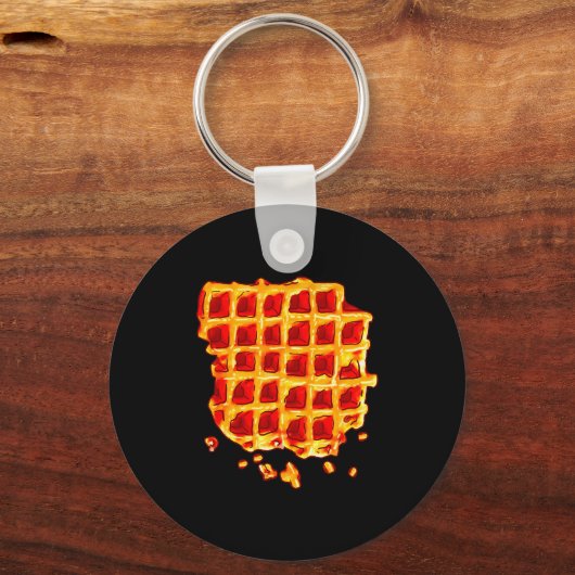 Belgian Waffle Syrup Breakfast Food Snack Waffle L Sleutelhanger (Voorkant)