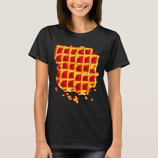 Belgian Waffle Syrup Breakfast Food Snack Waffle L T-shirt (Voorkant)