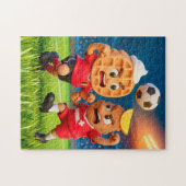 Belgian waffle versus Austrian schnitzel soccer du Legpuzzel (Horizontaal)