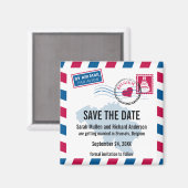België Air Mail Bruiloft Save the Date Magneet (Voorkant / Achterkant)