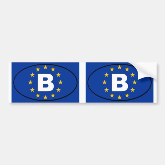 België - B - Europese Unie ovaal Bumpersticker (Voorkant)