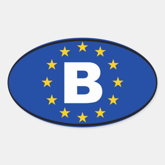 België - B - Europese Unie Ovale Sticker (Voorkant)