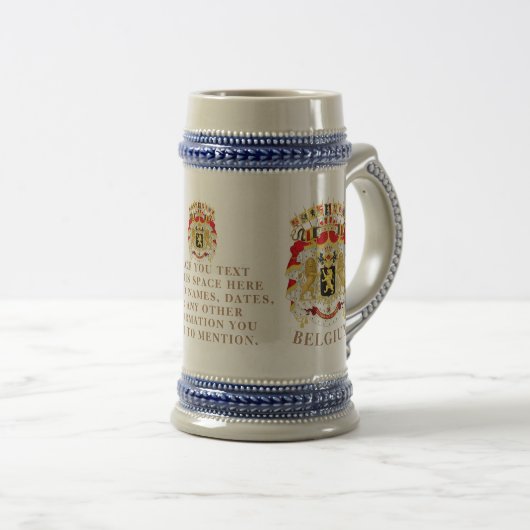 België (BELGIË) Groot Wapen Gepersonaliseerd Bierpul (Voorkant rechts)