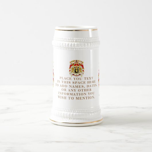 België (BELGIË) Groot Wapen Gepersonaliseerd Bierpul (Center)