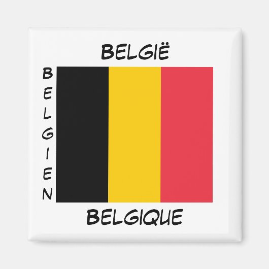 België Belgische Talen Vlaggen Square Magnet (Voorkant)