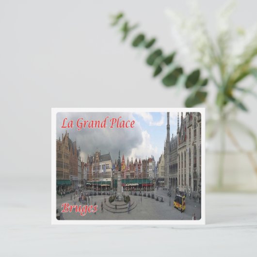 België - Brugge - La Grand Place - Briefkaart (Staand voorkant)