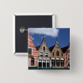 België, Brugge. UNESCO 2 Vierkante Button 5,1 Cm (Voorkant /achterkant)