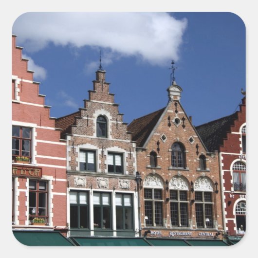 België, Brugge. UNESCO 2 Vierkante Sticker (Voorkant)