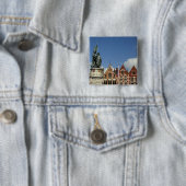 België, Brugge. UNESCO Vierkante Button 5,1 Cm (In situ)