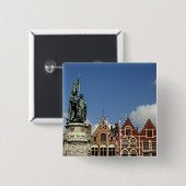 België, Brugge. UNESCO Vierkante Button 5,1 Cm (Voorkant /achterkant)
