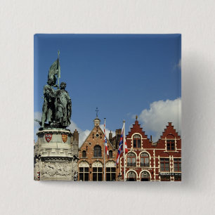 België, Brugge. UNESCO Vierkante Button 5,1 Cm