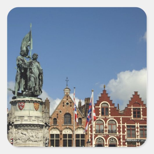 België, Brugge. UNESCO Vierkante Sticker (Voorkant)