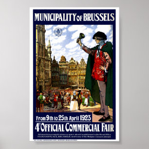 België Brussel Vintage Fair Poster Gerestaureerd