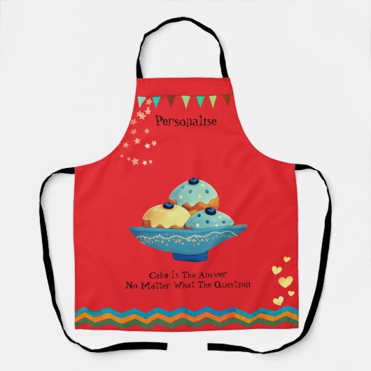 België Buns Cake Quote Bunting Stars Harten Rood Schort (Voorkant)