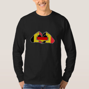 België en Duitsland Hart hand vriendschap T-shirt