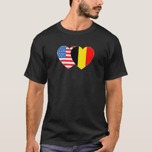 België en VS vlag tweekleurig hart voor Belgische  T-shirt