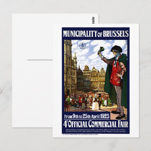 België  Fair Poster opnieuw ingesteld op Brussel Briefkaart (Voorkant / Achterkant)