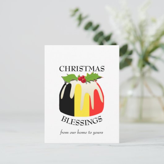 BELGIË Feestelijke Pudding Kerstmis Briefkaart (Staand voorkant)