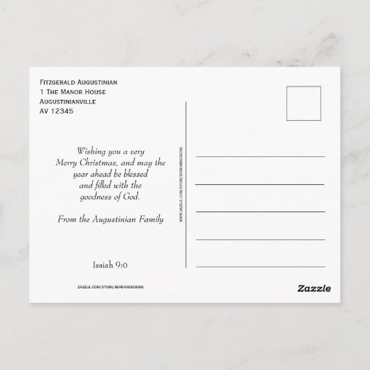 BELGIË Feestelijke Pudding Kerstmis Briefkaart (Achterkant)