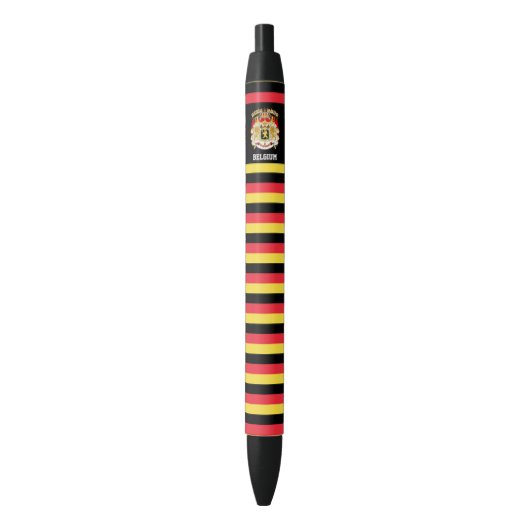 België Flag Cute Patriotic Zwarte Inkt Pen (Voorkant Verticaal)