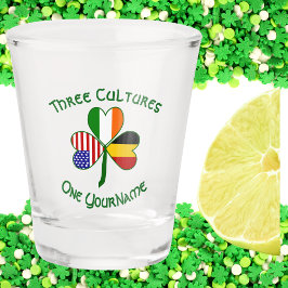 België Ierland USA Flags Shamrock Personalized Shot Glas