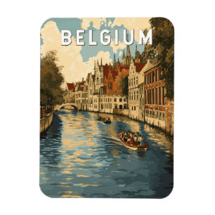België Illustratie Reizen Art Vintage Magneet