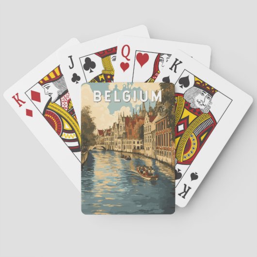 België Illustratie Reizen Art Vintage Pokerkaarten (Achterkant)