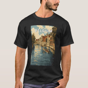 België Illustratie Reizen Art Vintage T-shirt